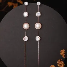 Aatmana Rose Gold-Toned Contemporary Drop Earrings-image-95