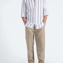 Tommy Hilfiger Optic White & Dark Navy Stripes Regular Fit Shirt image 5