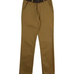 Gini & Jony Kids Brown Solid Pants with Belt-picture-27