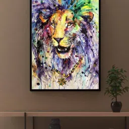 Art Street African Lion Printed Multicolor Engineered Wood Wall Art-picture-16