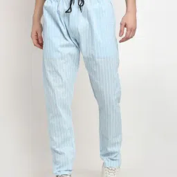 Jainish Blue Cotton Regular Fit Striped Trackpants-picture-30