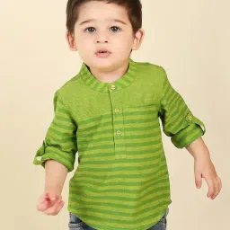 Fabindia Kids Lime Striped Full Sleeves Kurta-picture-14