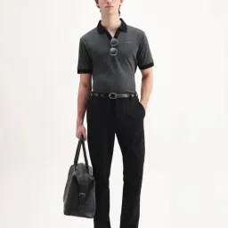 Rare Rabbit Grey Cotton Regular Fit Solid Polo T-Shirt image 5