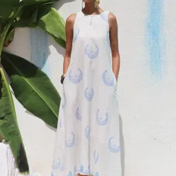 Chidiyaa Walk In the Clouds Vanessa Handprinted Cotton Dress-image-4