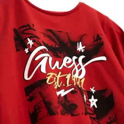 Guess Kids Red Logo Regular Fit T-Shirt image 3
