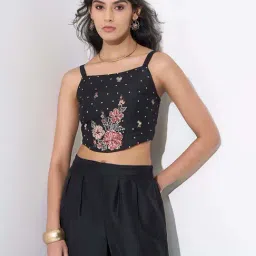 Akkriti By Pantaloons Jet Black Regular Fit Embroidered Top image 4