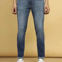 Wrangler Mid Blue Cotton Slim Fit Jeans-image-0