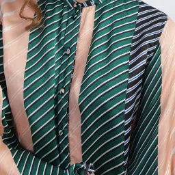 Iconic Green & Peach Striped Shirt image 5
