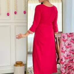 HERE&NOW Women Floral Embroidered Regular Gotta Patti Kurta with Trousers & With Dupatta image 3