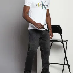 Calvin Klein Bright White Cotton Slim Fit Logo Printed T-Shirt image 5