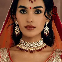 Curio Cottage Rouge Red Kundan Necklace Set-image-17