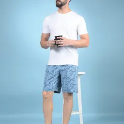 Crimsoune Club Blue Cotton Regular Floral Shorts image 5