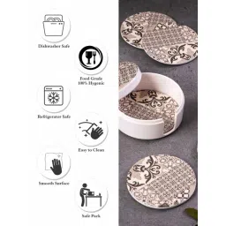 Stehlen White Melamine Printed Coaster with Coaster Box - Set of 6 image 4