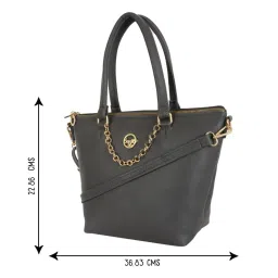 Baggit Btis Ressa Grey PU Textured Handbag image 5