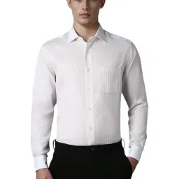 Louis Philippe White Cotton Regular Fit Striped Shirt-picture-29