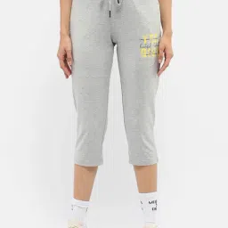 MADAME M Secret Grey Cotton Blend Graphic Print Mid Rise Capris-image-40