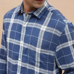 Code By Lifestyle Blue Regular Fit Checks Shirt image 5