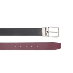 United Colors of Benetton Pratts Black & Maroon Leather Textured Reversible Belt image 5