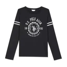 U.S. Polo Assn. Kids Black Cotton Printed Full Sleeves T-Shirt-picture-18