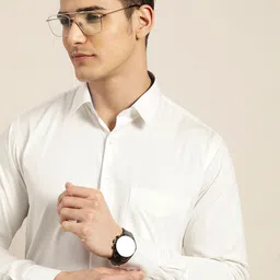 Hancock Men White Solid Slim Fit Formal Shirt-picture-15