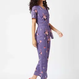 Miss Chase Purple Floral Print Jumpsuit image 4