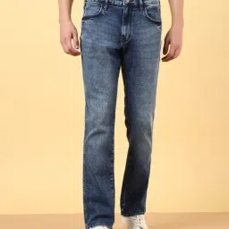 Wrangler Mid Blue Cotton Straight Fit Jeans-picture-22