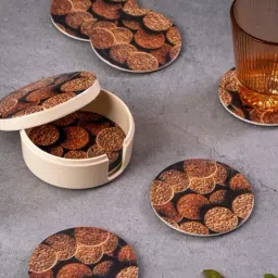 Stehlen White Melamine Printed Coaster with Coaster Box - Set of 6-picture-33