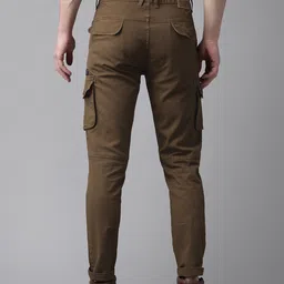 Roadster Men Brown Regular Fit Solid Cargos image 3