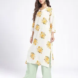 Anouk Rustic V-Neck Floral Printed Straight Kurta image 4