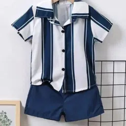 FASTDEAL Boys Striped Short Sleeves Shirt With Shorts-picture-16