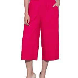 PATRORNA Dark Pink Cotton Blend Regular Fit Mid Rise Capris-image-12