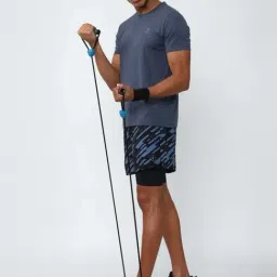 Van Heusen Flex Black & Blue Regular Fit Printed Shorts image 5
