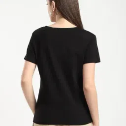 R&B Black Cotton Graphic Print Regular Fit T-Shirt image 2