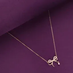 Kai Jewel Sterling Silver Rose Gold Stunning Bow Necklace-picture-39