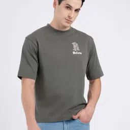 Red Tape Green Oversized Printed T-Shirt-image-77