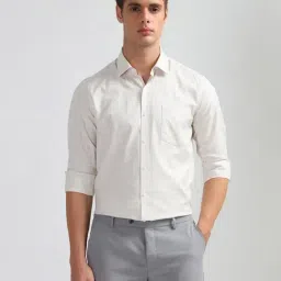 Arrow Beige Cotton Slim Fit Checks Shirt-picture-27