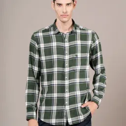 Cantabil Green Cotton Regular Fit Checks Shirt-picture-21