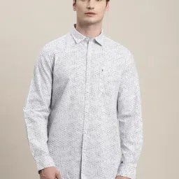 Turtle Grey Cotton Slim Fit Printed Shirt-image-14