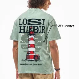 Bewakoof Granite Green Lost Harbor Graphic Printed Relaxed Fit T-Shirt image 2