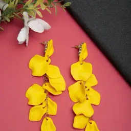 YouBella Celebrity Inspired Pearl Long Golden Yellow Dangler Earrings for Women-image-44