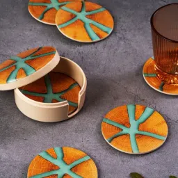 Stehlen White Melamine Printed Coaster with Coaster Box - Set of 6-picture-23