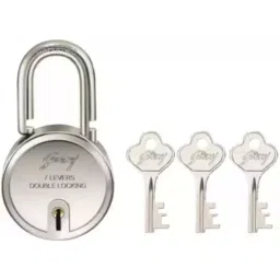 Godrej 50 mm Steel Chrome Plated Finish 3 Keys Round Padlock image 1