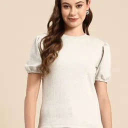 Hang and wear Puff Sleeve Pure Cotton Top-image-52