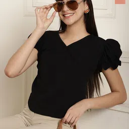 Metronaut Women Pack Of 2 Puff Sleeve Peplum Top-picture-38