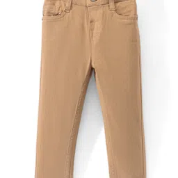 Babyhug Cotton Woven Full Length Trousers with Stretch Solid Color - Khaki-picture-18