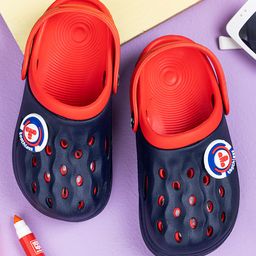 Toothless Perforated Back Strap Clogs - Navy Blue & Red-picture-34