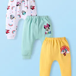 Babyhug Disney Interlock Knit Full Length Diaper Leggings with Minnie MouseGraphics Pack of 3- Yellow Green & White-picture-15