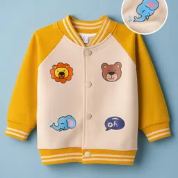 Mark & Mia Knit Full Raglan Sleeves Fleece Bomber Jacket with Animal Graphic & Tipping Rib Detailing - Multicolor-picture-23