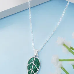 Bishty Fashion Sliver-Plated Leaf Pendant With Chain-picture-56