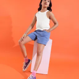 Pine Kids Cotton Sleeveless Solid Colored Tank Top - Snow White image 2